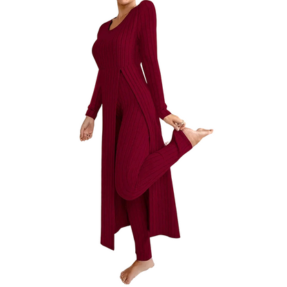 Women’s Casual Soft Ribbed Knit Two-Piece Set