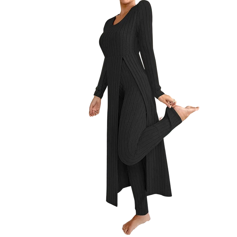 Women’s Casual Soft Ribbed Knit Two-Piece Set