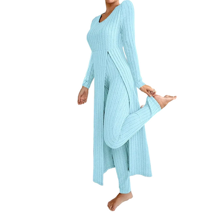 Women’s Casual Soft Ribbed Knit Two-Piece Set