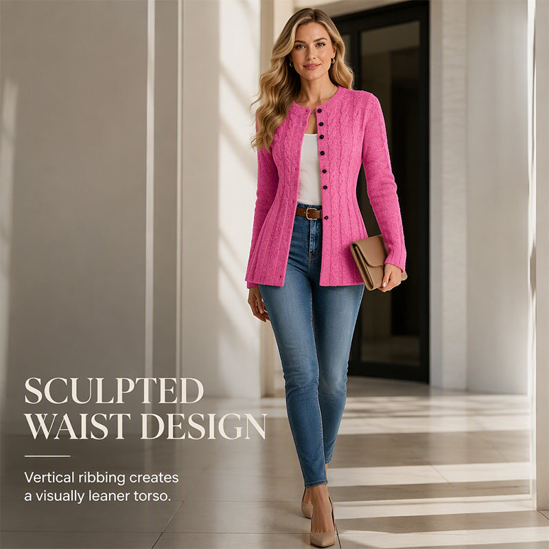 Women's Cable Knit Button-Down Cardigan