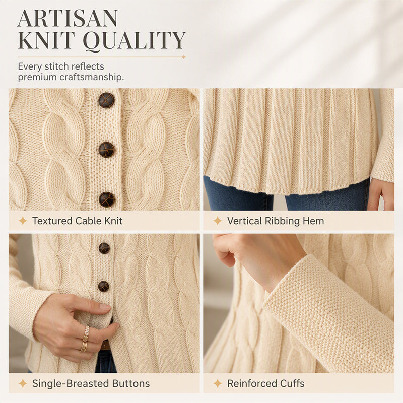 Women's Cable Knit Button-Down Cardigan