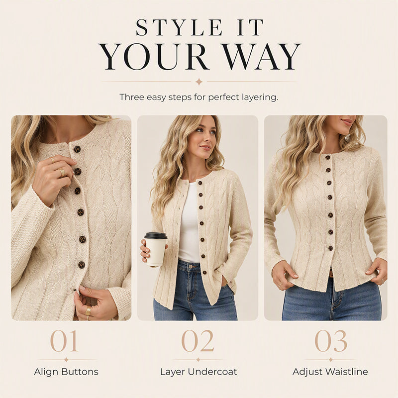 Women's Cable Knit Button-Down Cardigan