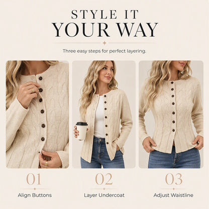 Women's Cable Knit Button-Down Cardigan