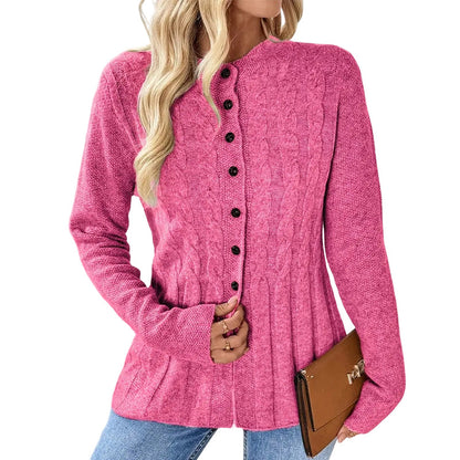 Women's Cable Knit Button-Down Cardigan