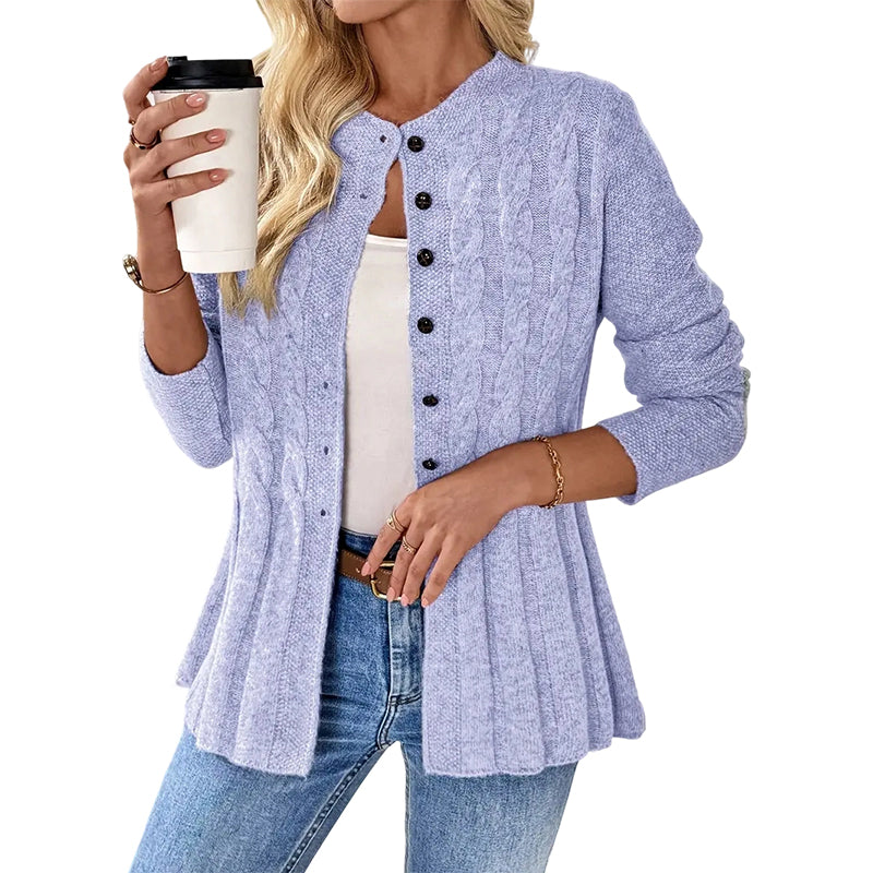 Women's Cable Knit Button-Down Cardigan
