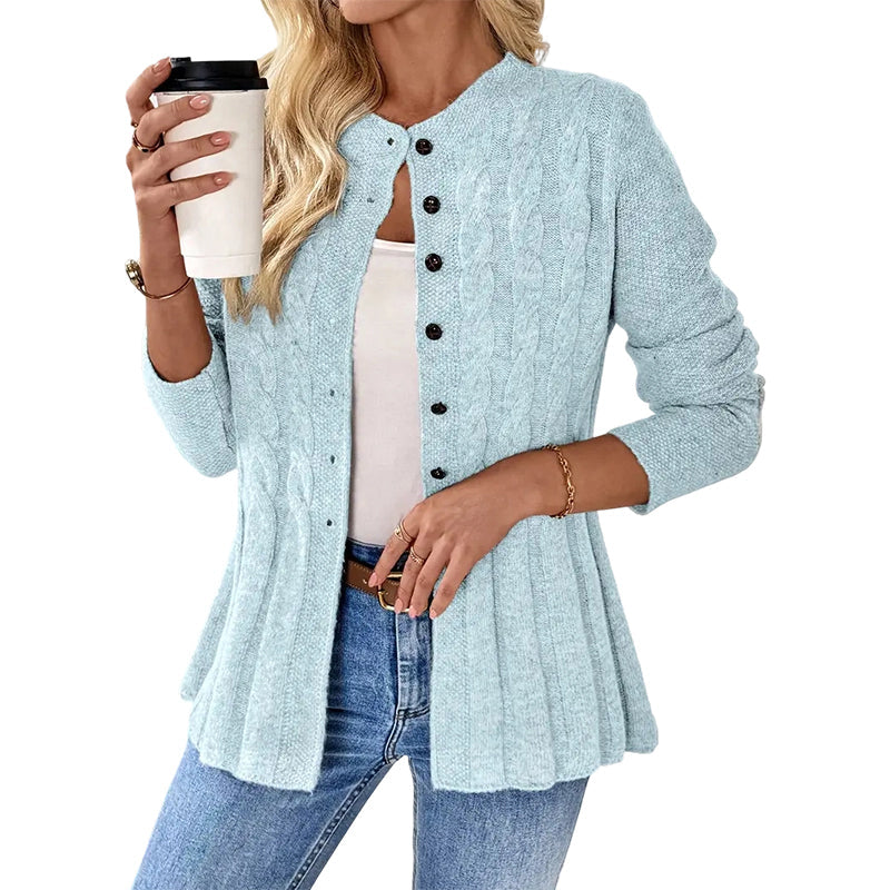 Women's Cable Knit Button-Down Cardigan