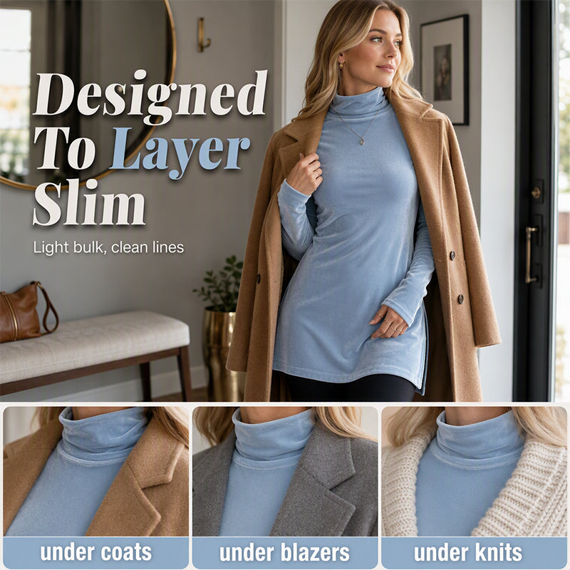 Women's Slim Fit Mock Neck Velvet Top