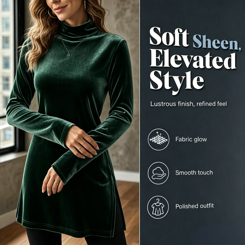 Women's Slim Fit Mock Neck Velvet Top