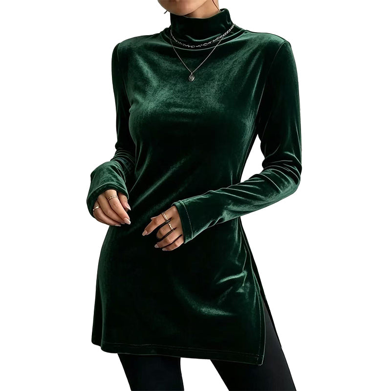 Women's Slim Fit Mock Neck Velvet Top