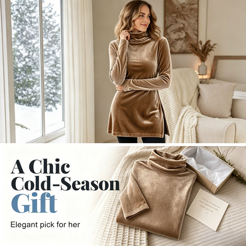 Women's Slim Fit Mock Neck Velvet Top
