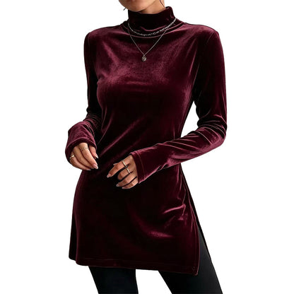 Women's Slim Fit Mock Neck Velvet Top