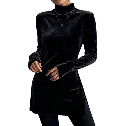Women's Slim Fit Mock Neck Velvet Top