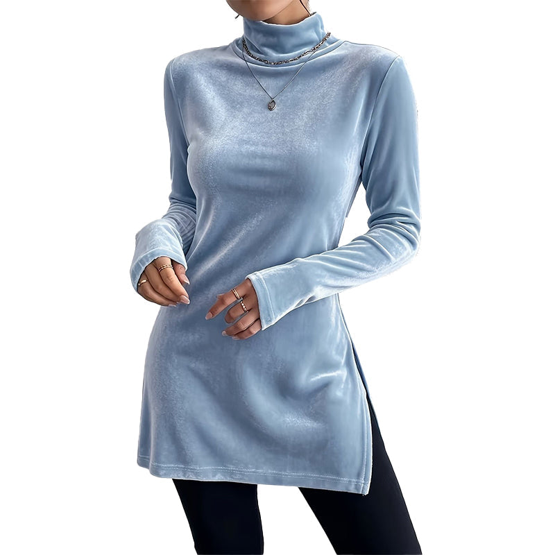 Women's Slim Fit Mock Neck Velvet Top
