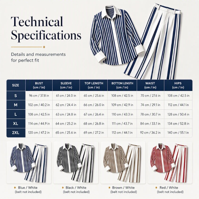 Women’s Casual Striped Shirt & Wide Leg Pants