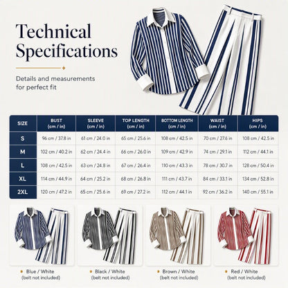 Women’s Casual Striped Shirt & Wide Leg Pants