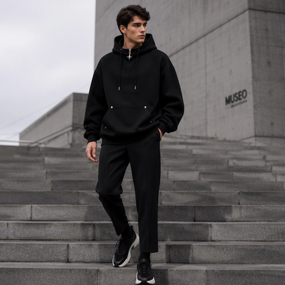 Men's Casual High Collar Loose Fit Hoodie