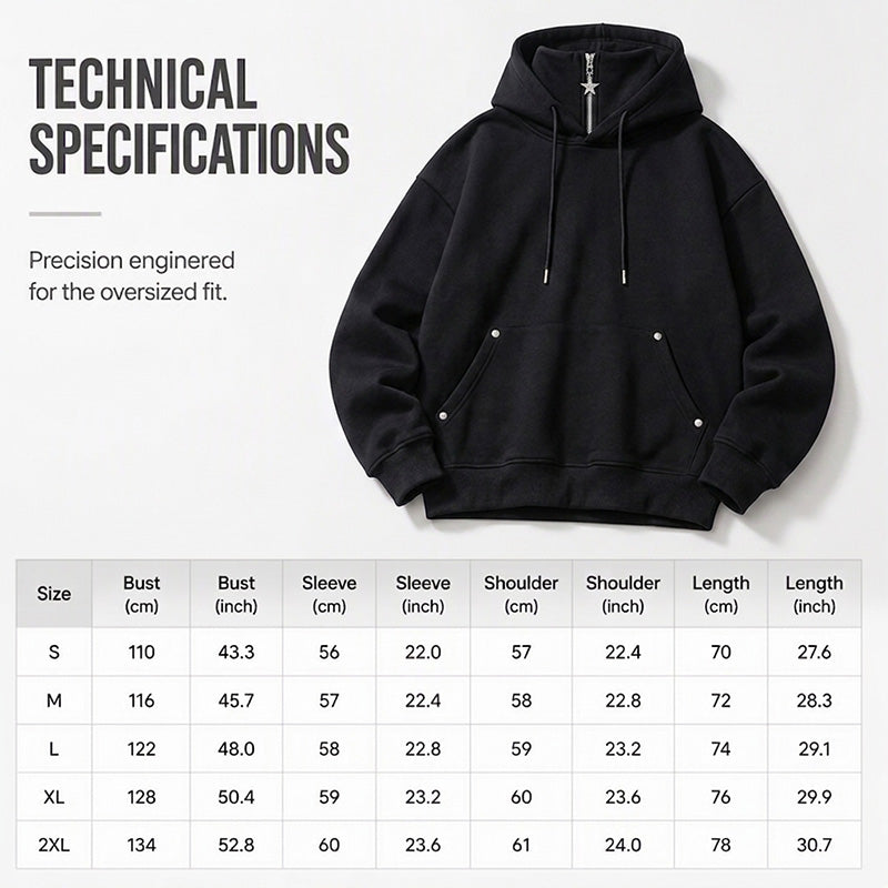 Men's Casual High Collar Loose Fit Hoodie