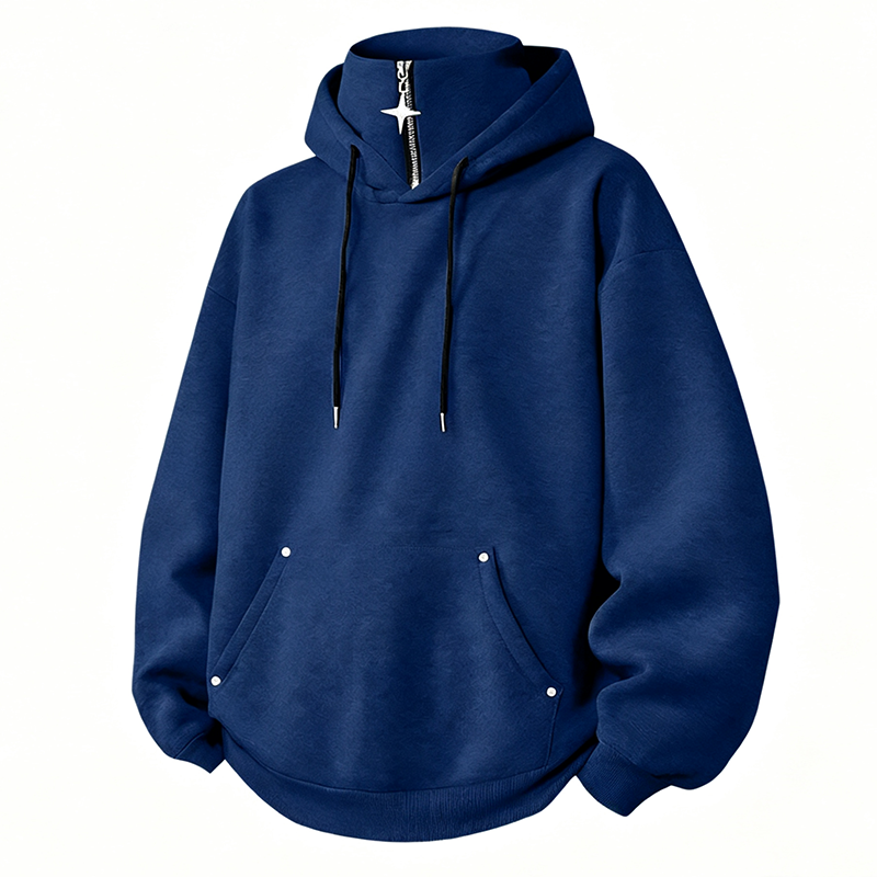 Men's Casual High Collar Loose Fit Hoodie
