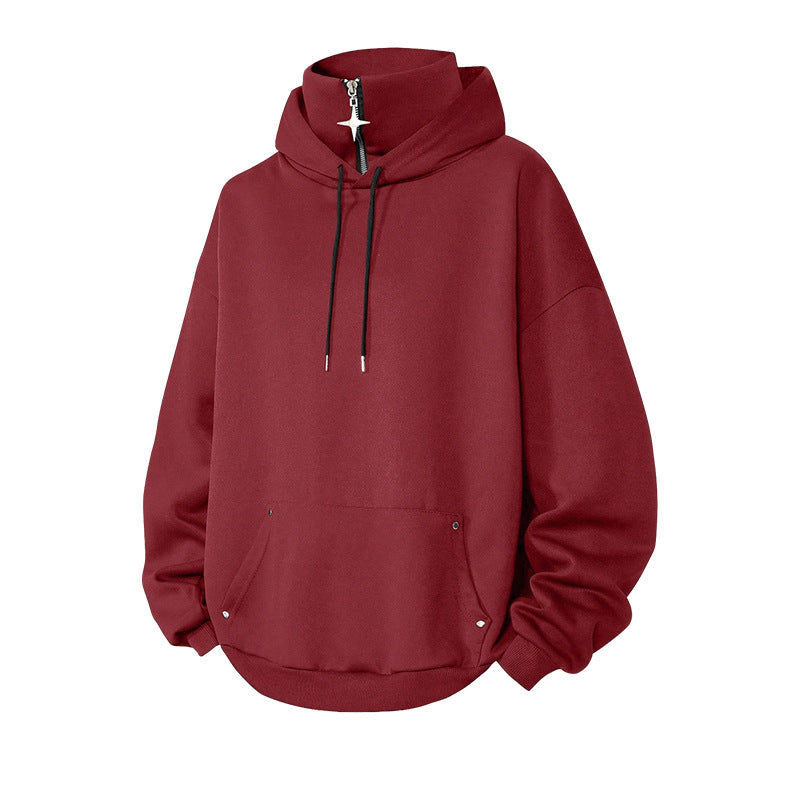 Men's Casual High Collar Loose Fit Hoodie