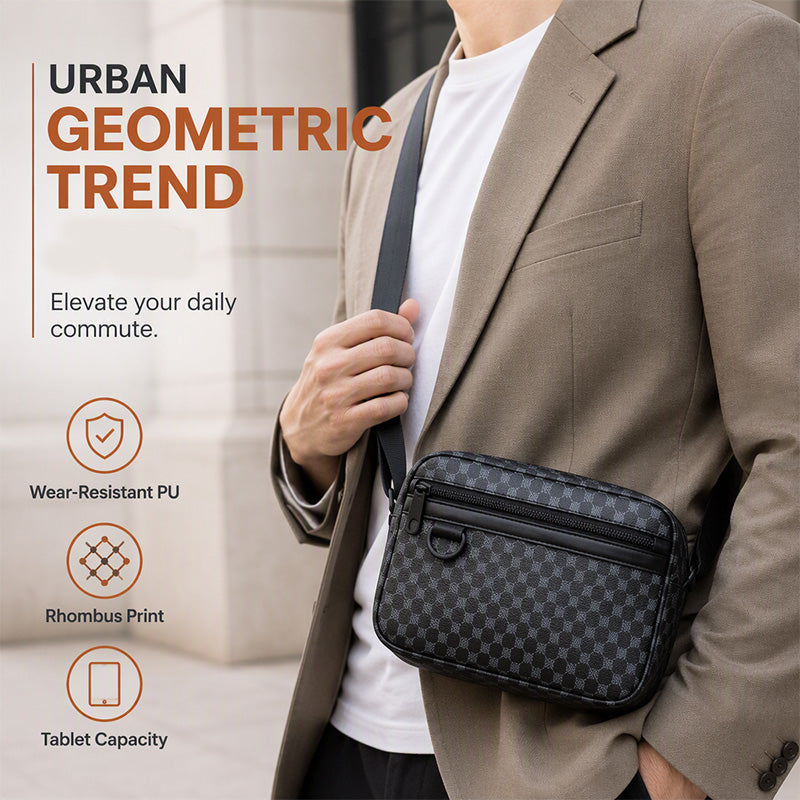 PU Leather Square Crossbody Bag for Men
