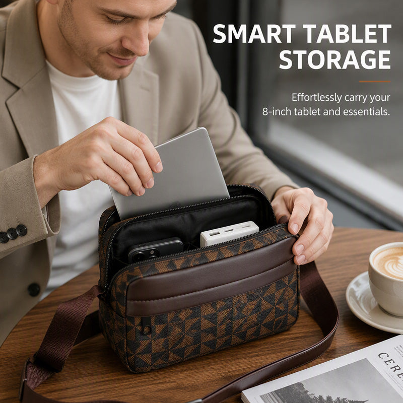 PU Leather Square Crossbody Bag for Men
