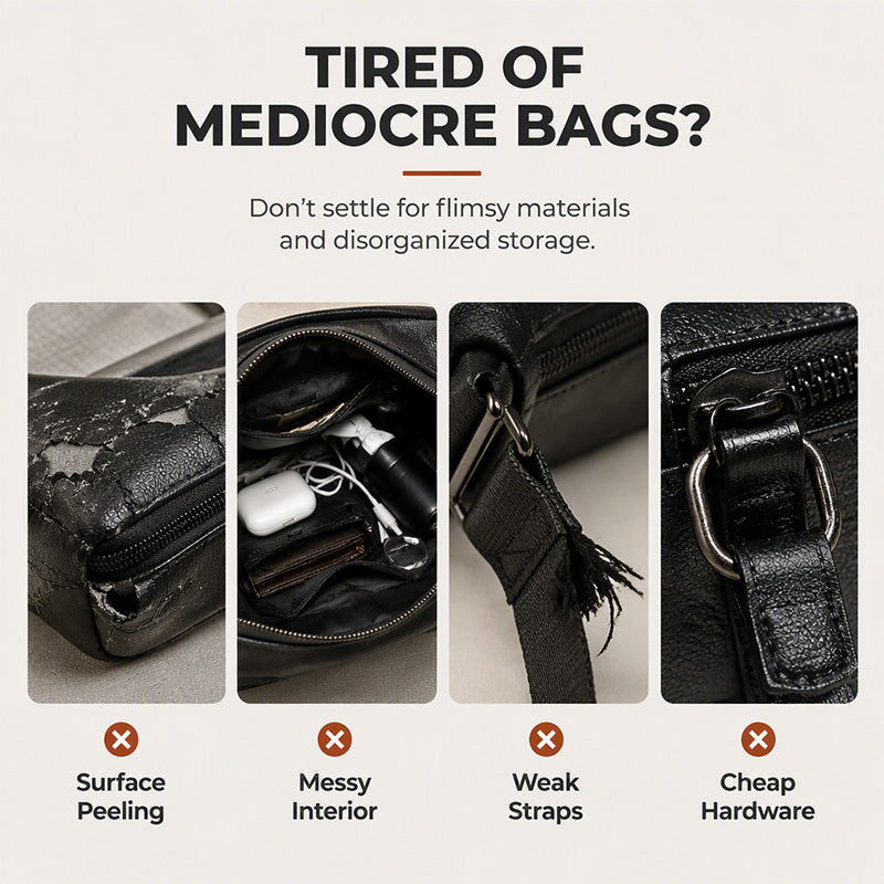 PU Leather Square Crossbody Bag for Men
