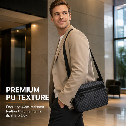 PU Leather Square Crossbody Bag for Men