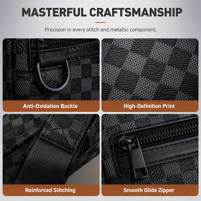 PU Leather Square Crossbody Bag for Men