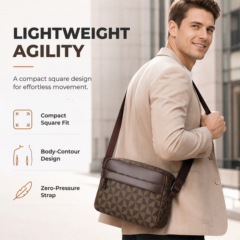 PU Leather Square Crossbody Bag for Men