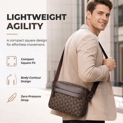 PU Leather Square Crossbody Bag for Men