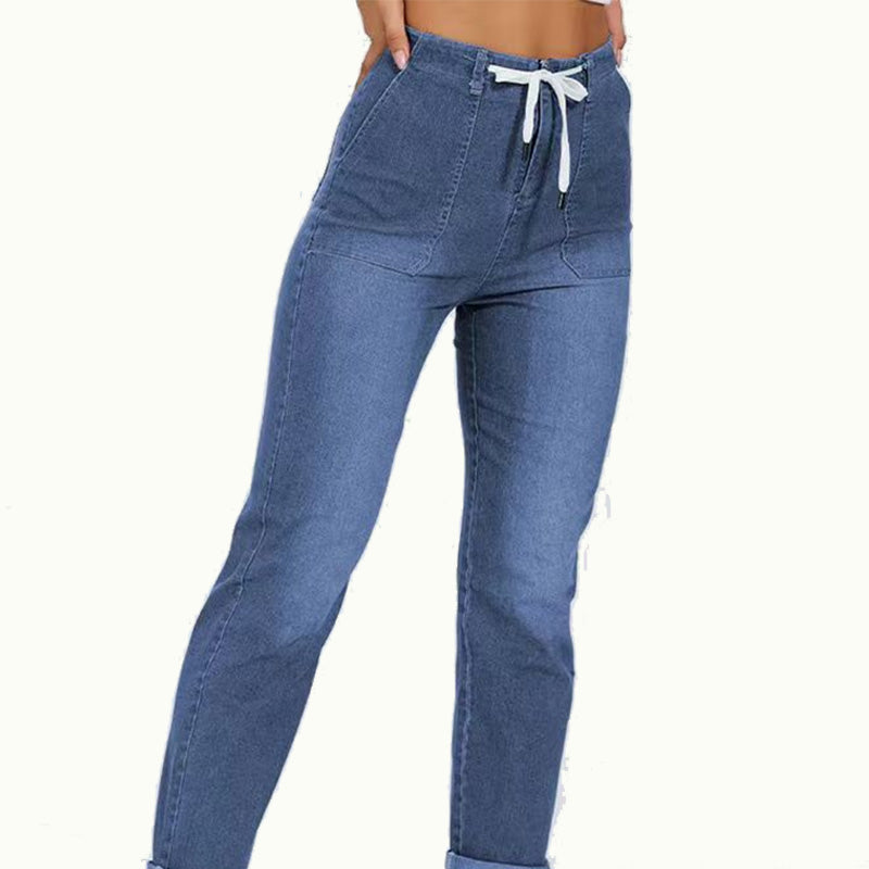 Women's Casual Drawstring Denim Jogger Pants