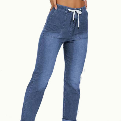 Women's Casual Drawstring Denim Jogger Pants