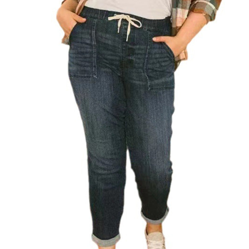 Women's Casual Drawstring Denim Jogger Pants