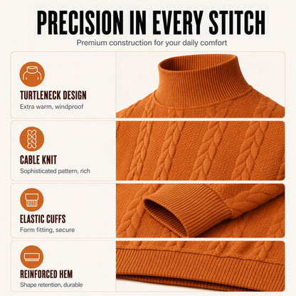 Men's Turtleneck Cable Knit Sweater