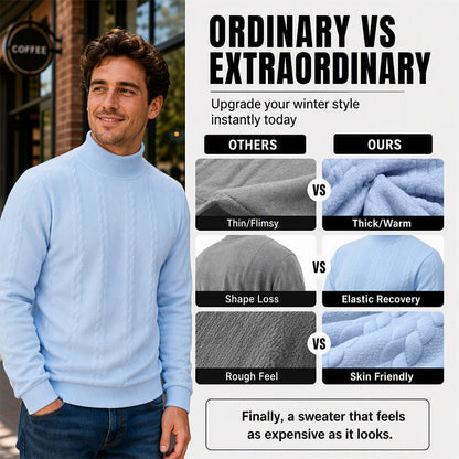 Men's Turtleneck Cable Knit Sweater