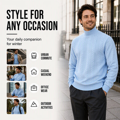 Men's Turtleneck Cable Knit Sweater