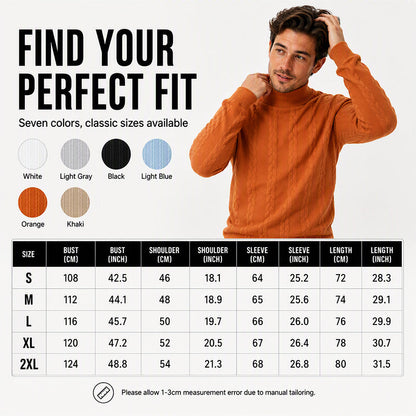 Men's Turtleneck Cable Knit Sweater