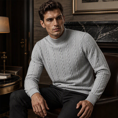 Men's Turtleneck Cable Knit Sweater