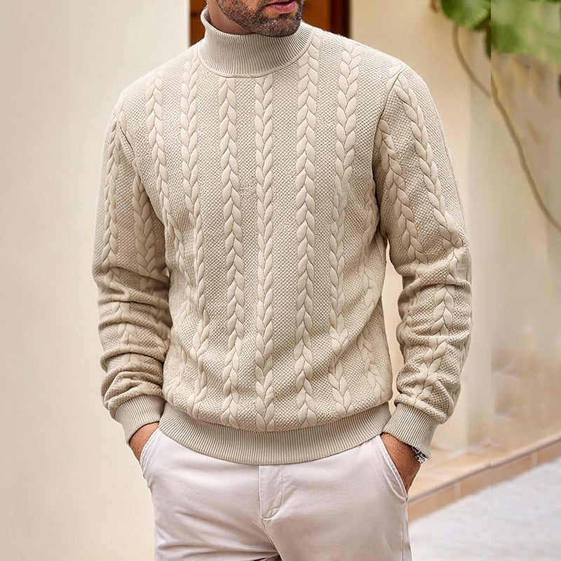 Men's Turtleneck Cable Knit Sweater