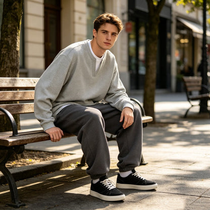Men's Waffle Long Sleeve Fake Two-Piece Top