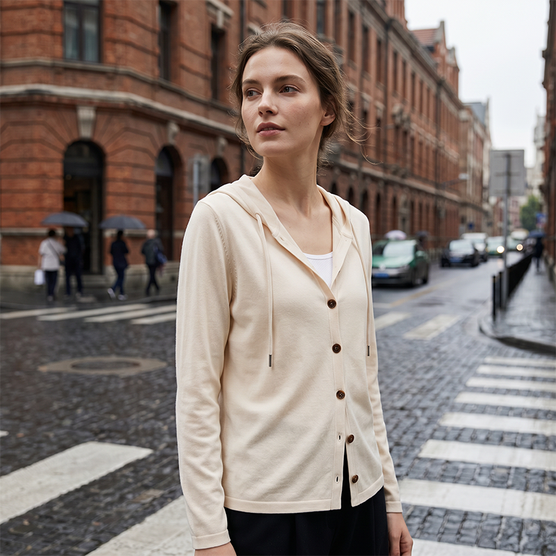 Women's Relaxed Hooded Button-Down Cardigan
