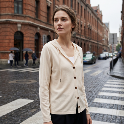 Women's Relaxed Hooded Button-Down Cardigan