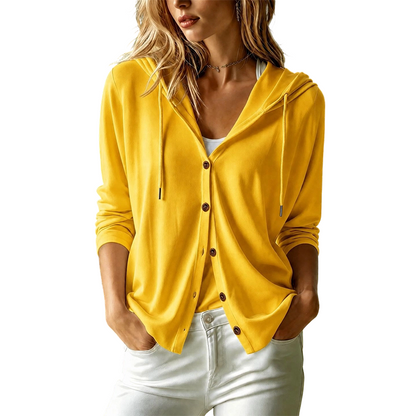 Women's Relaxed Hooded Button-Down Cardigan