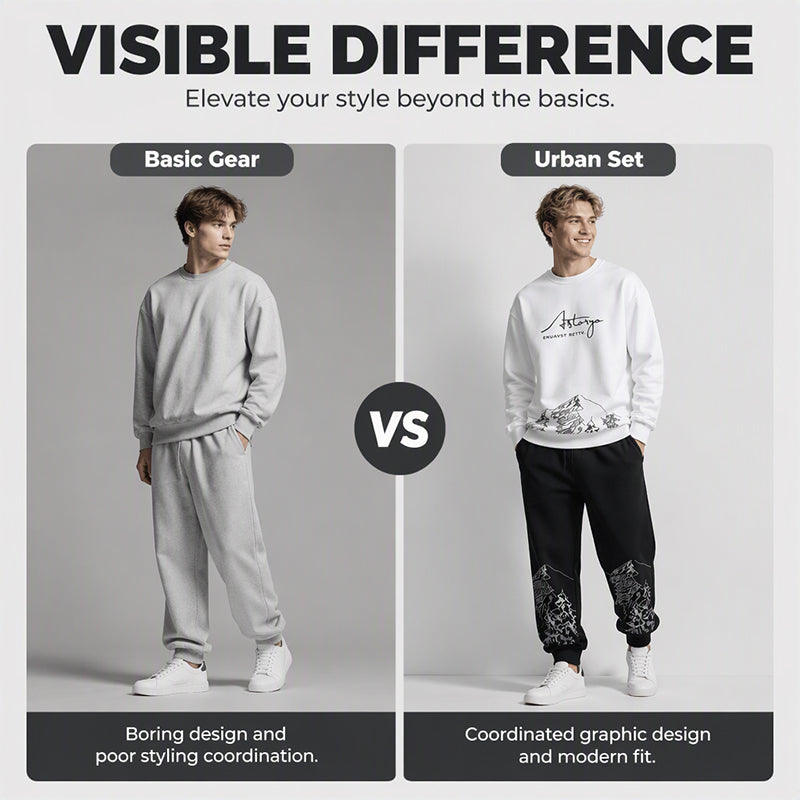 Men's Trendy Printed Sweatshirt & Sweatpants Set