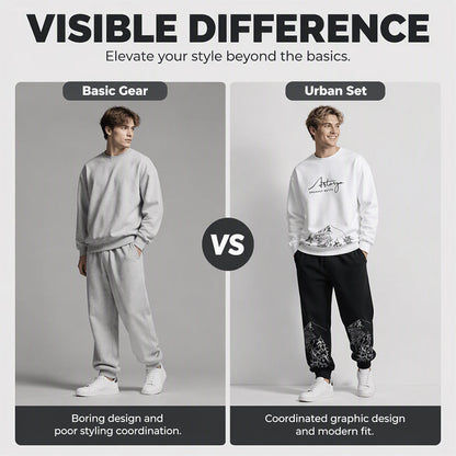 Men's Trendy Printed Sweatshirt & Sweatpants Set