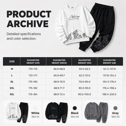 Men's Trendy Printed Sweatshirt & Sweatpants Set