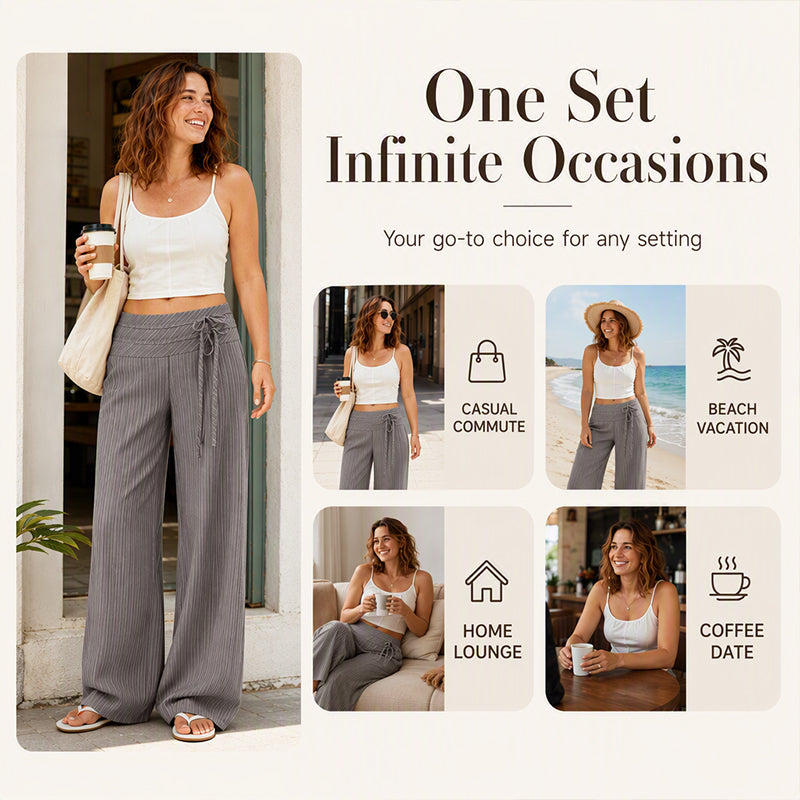 Women's Casual Striped Wide-Leg Pants