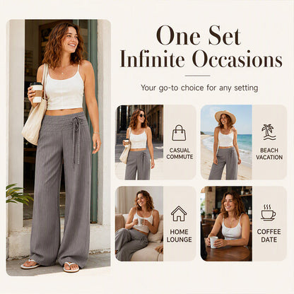 Women's Casual Striped Wide-Leg Pants