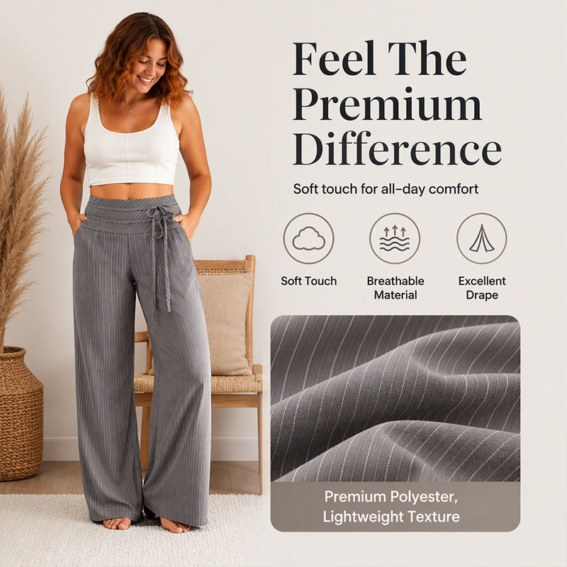 Women's Casual Striped Wide-Leg Pants