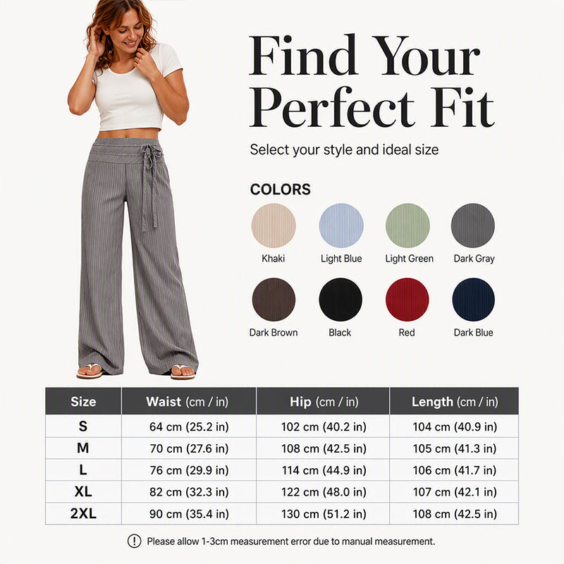 Women's Casual Striped Wide-Leg Pants
